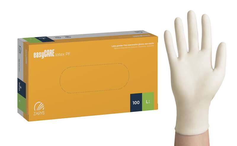 easyCARE latex PF Рукавички оглядові, латексні, без пудри, нестерильні, розмір S, ZARYS